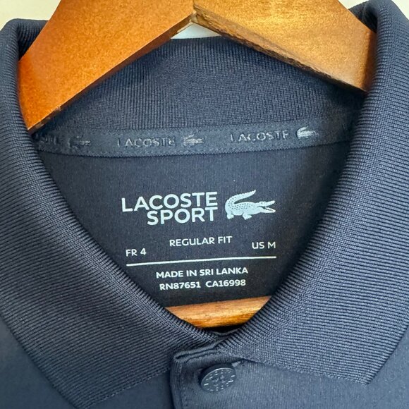 LACOSTE Men's Golf Performance Regular Fit Long Sleeve Polo - Navy - Medium - Picture 3 of 3